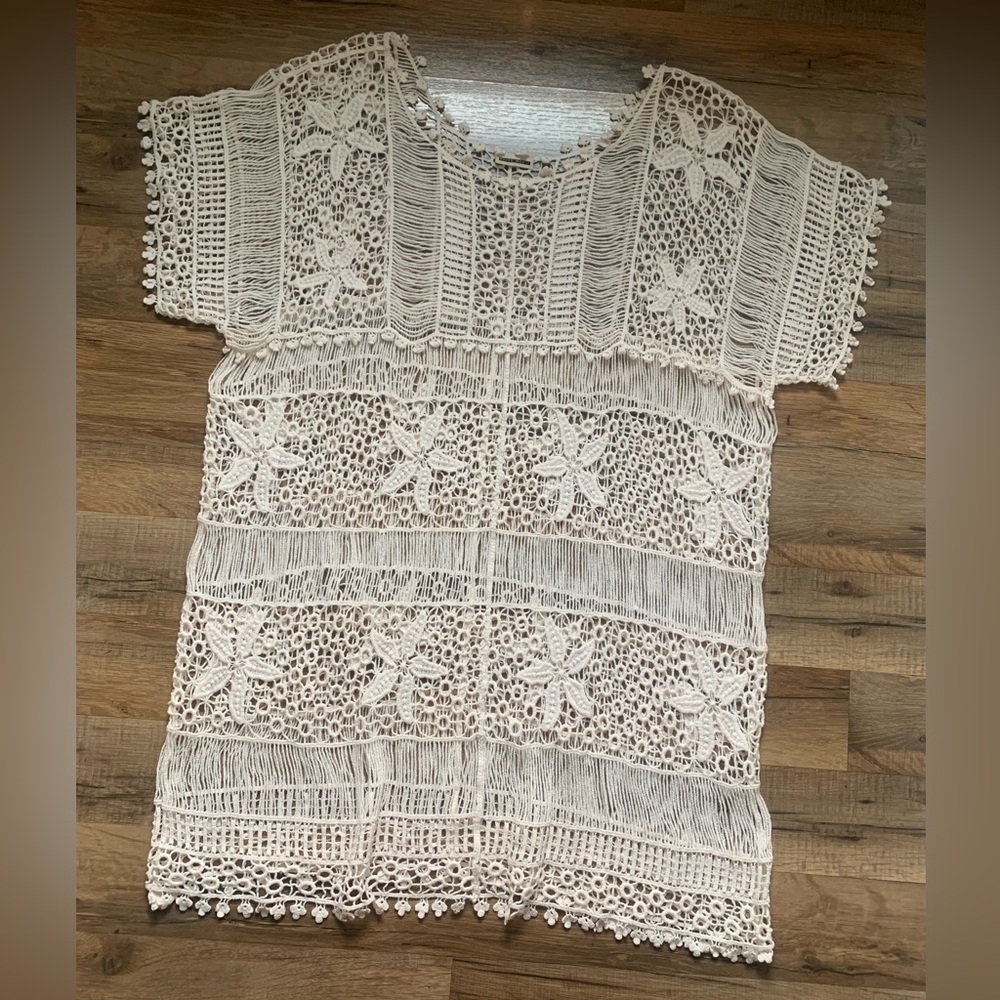 Elegant Cream Crochet Women Top
